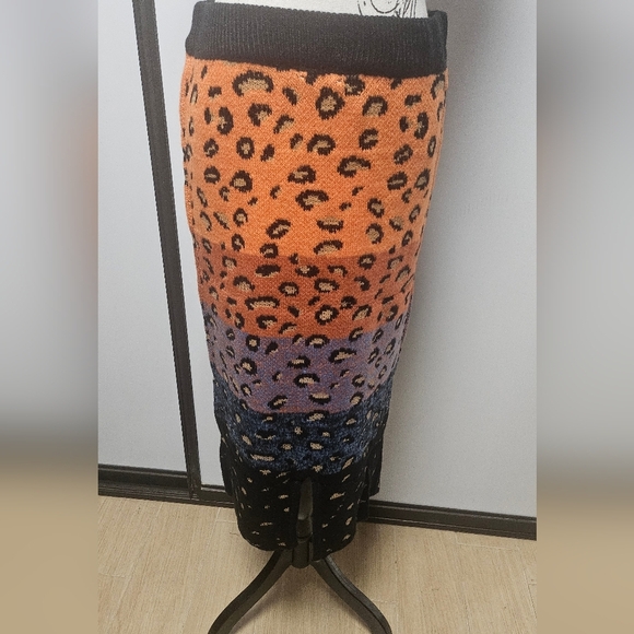 Hem & Thread Animal Printy Multi-color Knit Skirt - Picture 2 of 5